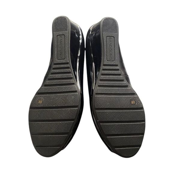 Bandolino Black Candra Peep Toe Wedge Womens Size 6W Patent Leather - Picture 7 of 8